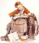 Boy Wall Art - Little boy writing a letter